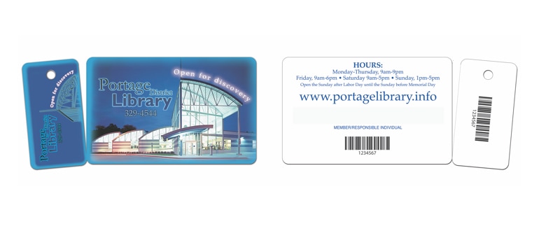 Library Card with Key Tag and printed bar code
